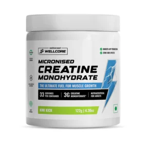 Wellcore - Pure Micronised Creatine Monohydrate | Kiwi Kick (122g, 33 servings) Rapid Absorption | Enhanced Muscle Strength & Power | Fast Recovery | Increased Muscle Mass