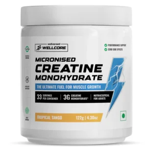 Wellcore - Pure Micronised Creatine Monohydrate (122g, 33 Servings) Tropical Tango Lab Tested | Supports Athletic Performance and Power