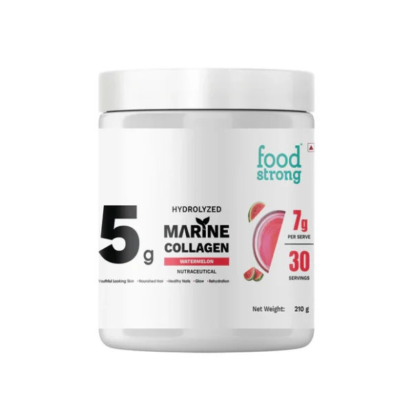 Food Strong Hydrolyzed Marine Collagen - 210 gm (0.46 Lb), Watermelon