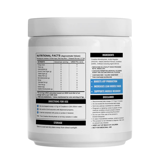 Wellcore - Pure Micronised Creatine Monohydrate (307g, 83 Servings) Fruit Fusion Lab Tested | Supports Athletic Performance and Power