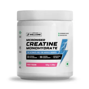 Wellcore - Pure Micronised Creatine Monohydrate (122g, 33 Servings) Fruit Fusion Lab Tested | Supports Athletic Performance and Power