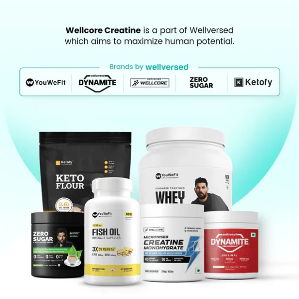 Wellcore - Pure Micronised Creatine Monohydrate (307g, 83Servings) Tropical Tango Lab Tested | Supports Athletic Performance and Power