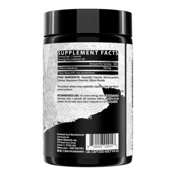 Nutrex Caffeine 200, Energy and Alertness Supplement, 200mg Anhydrous Caffeine, 60 Liquid Capsules