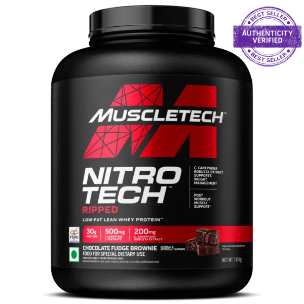 MuscleTech™ Nitro-Tech™ Ripped Whey Protein, Chocolate Fudge Brownie, 1.81kg