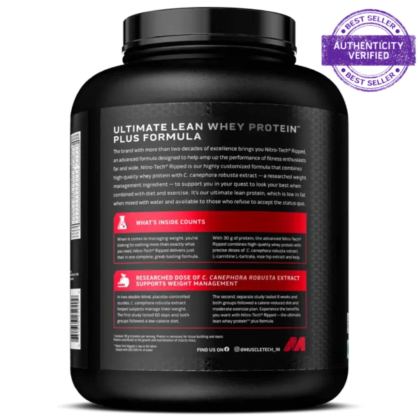 MuscleTech™ Nitro-Tech™ Ripped Whey Protein, Chocolate Fudge Brownie, 1.81kg