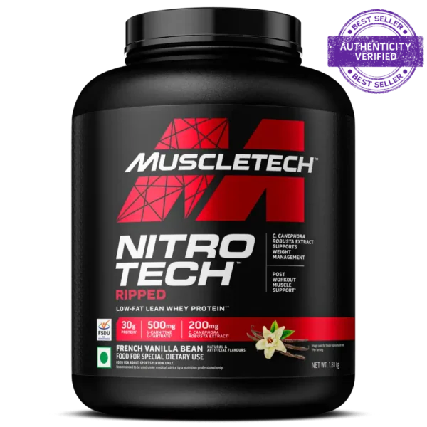 MuscleTech™ Nitro-Tech™ Ripped Whey Protein, French Vanilla Bean, 1.81kg
