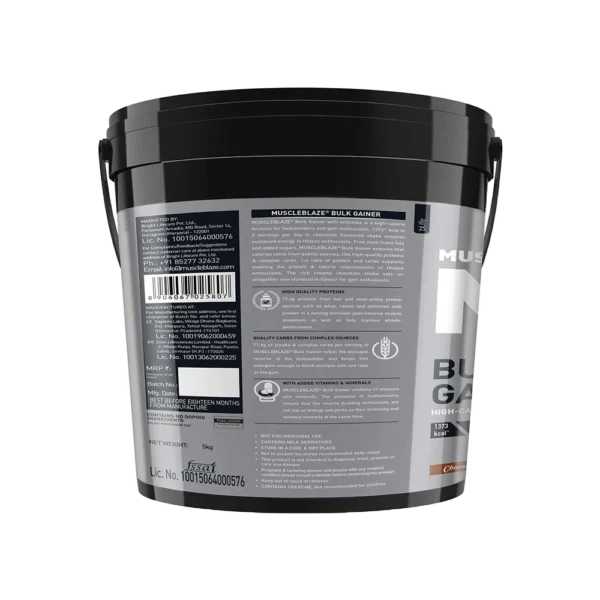 MuscleBlaze Bulk Gainer - 5 kg | Chocolate | High-Calorie Mass Gainer | Improves Muscle Growth