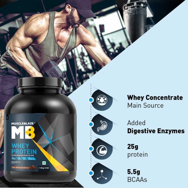 MuscleBlaze 100% Whey Protein Ultra Premium Whey Blend, 2 kg (4.4 lb), 57 Servings, (Rich Milk Chocolate)